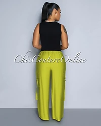 Dogma Lime Green Wide Cargo Pants