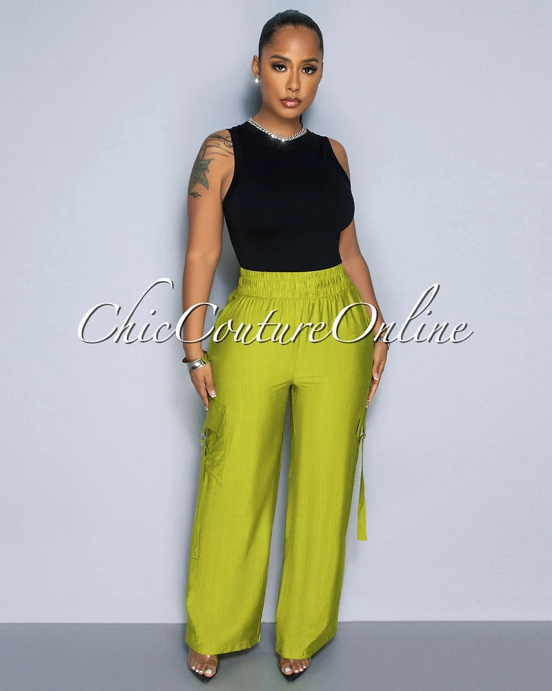 Dogma Lime Green Wide Cargo Pants