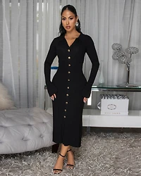 Keita Black Ribbed Bodycon Maxi Dress