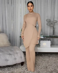 Adele Nude Ribbed Top & Pants Set
