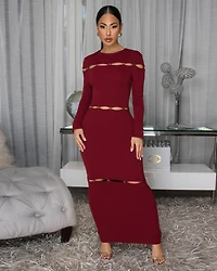 Kelsee Ribbed Cut-Out Body-Con Midi Dress