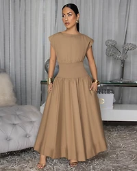 Iman Dark Khaki Midi Dress