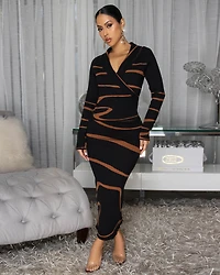 Luzianne Black Brown Print Skirt Set