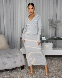 Luzianne Grey Ivory Print Skirt Set