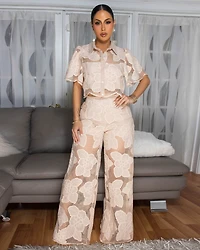 Florentia Nude Crochet Top & Pants Set