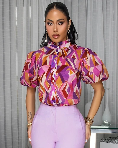 Alejandra Purple Fuchsia Multi-Color Blouse