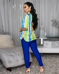 Avril Royal-Blue High Waist Skinny Pants