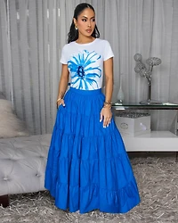 Kolinda Royal-Blue Tiered Maxi Skirt
