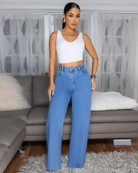 Gizelle Medium Blue Denim Wide Legs Jeans