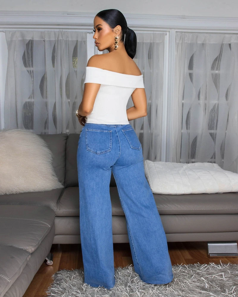 Kayleigh Off-White Gold Buttons Knit Top