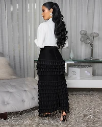 Fable White Black Top & Skirt Set