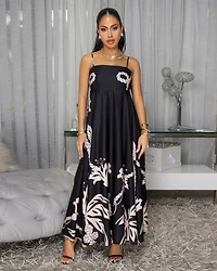 Emryn Black Nude Print Maxi Dress