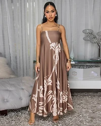 Emryn Mocha Nude Print Maxi Dress