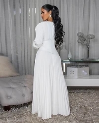 Athenia Off-White Pleated Maxi Dress