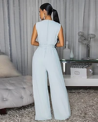 Scottie Light Blue Draped Luxe Jumpsuit