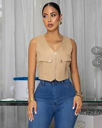 Anjou Taupe Short Vest