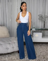 Winika Medium Blue Denim High-Waist Jeans