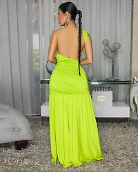 Florienne Kiwi Cut-Out Back Slit Leg Maxi Dress