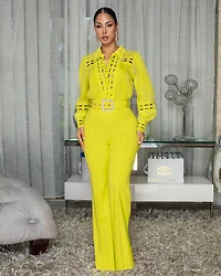 Valden Lime Belted Jumpsuit