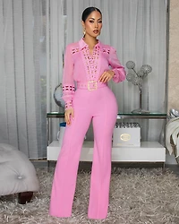 Valden Baby Pink Belted Jumpsuit