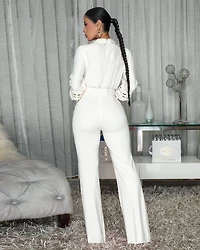 Valden Off-White Belted Jumpsuit