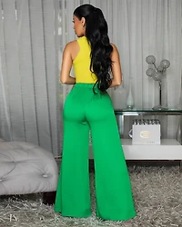 Malienne Kelly Green Belted Silky Pants