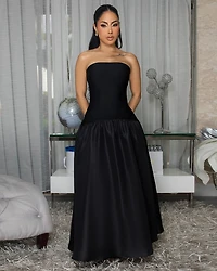 Carmina Black Strapless Maxi Bandage Dress