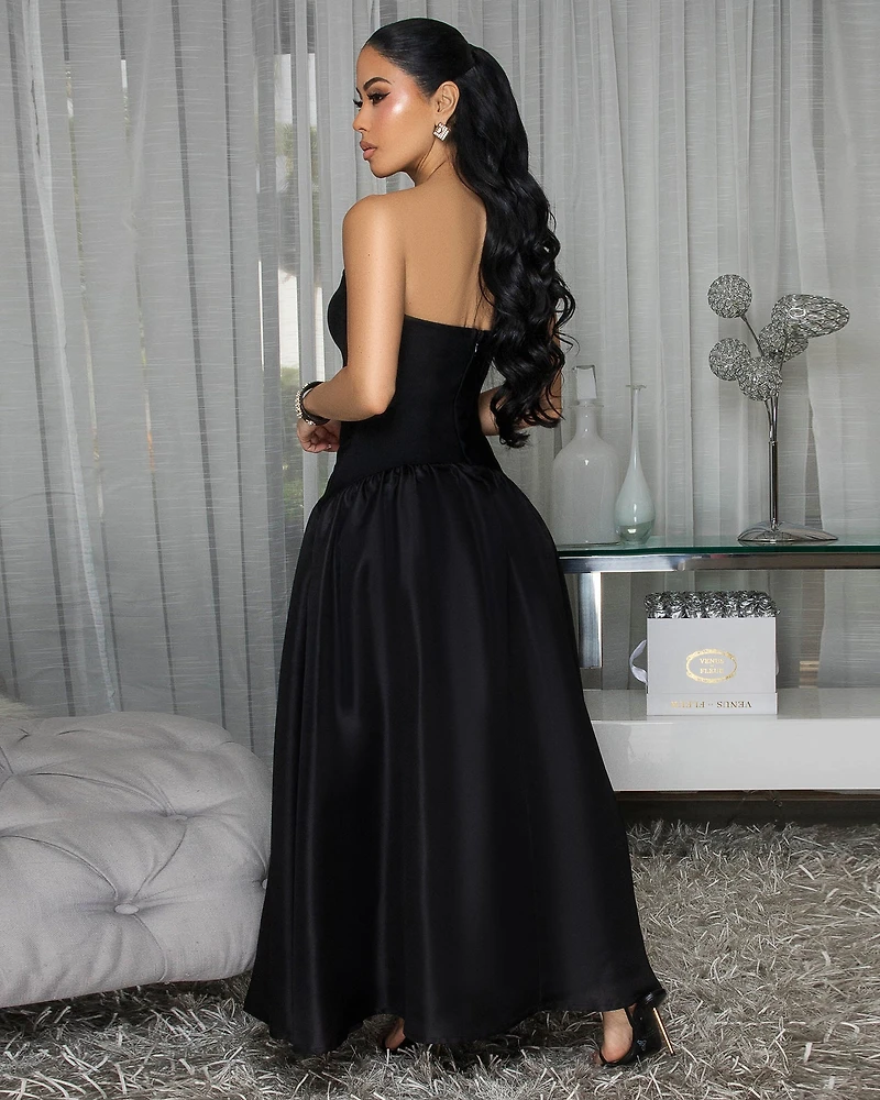 Carmina Black Strapless Maxi Bandage Dress