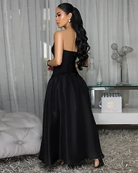 Carmina Black Strapless Maxi Bandage Dress