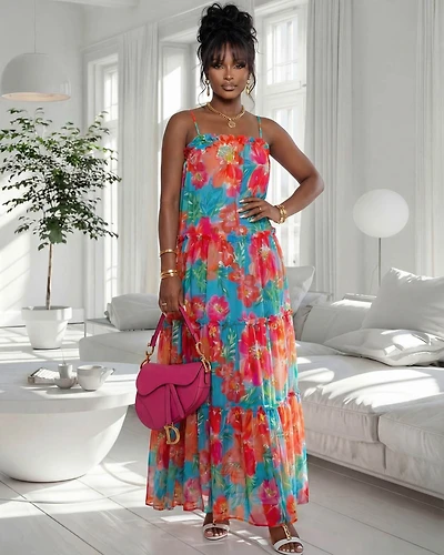Damiana Blue Multi-Color Print Maxi Dress (SHIPS 3/11)