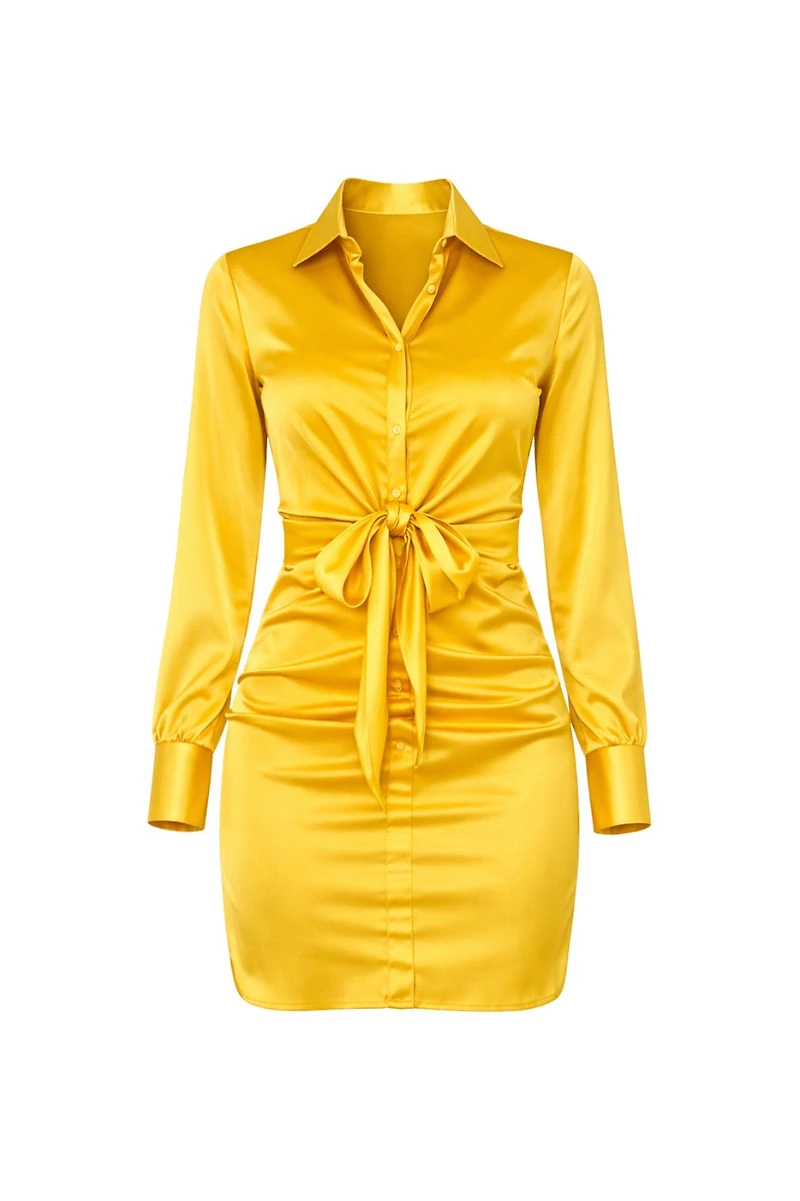 Liraelle Citron Silky Mini Dress