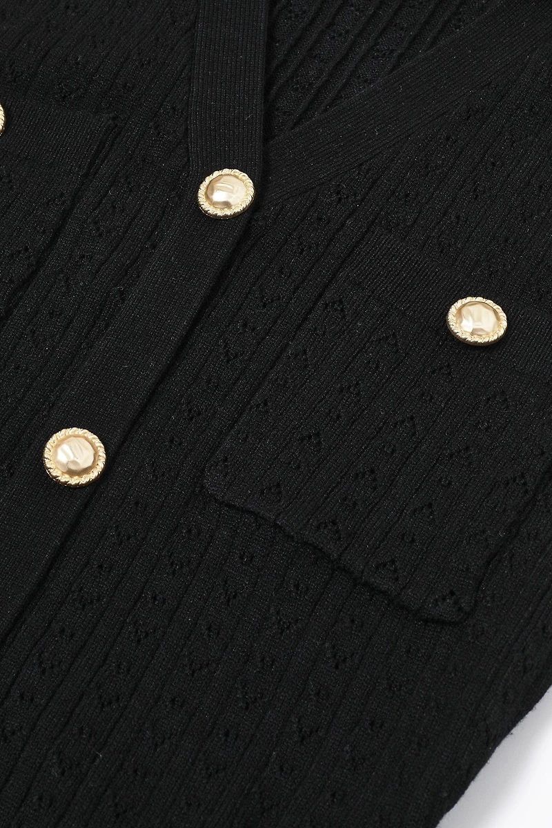 Virginia Black Pointelle Knit Mini Dress (SHIPS 4/17)