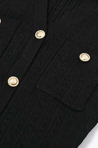 Virginia Black Pointelle Knit Mini Dress (SHIPS 4/17)