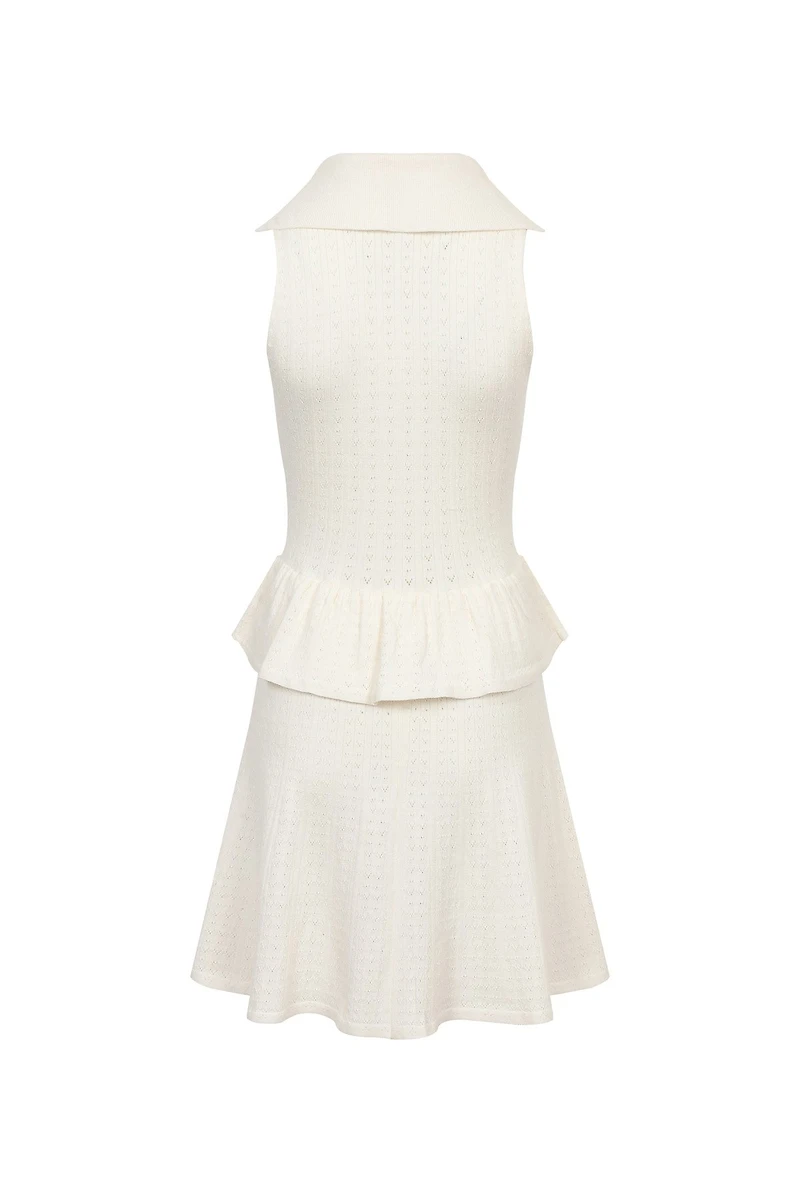 Virginia Off-White Pointelle Knit Mini Dress (SHIPS 4/17)