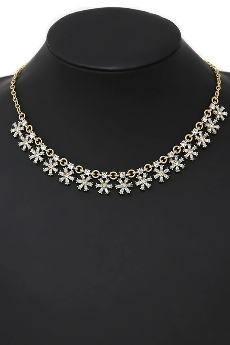 Hugo Gold Mini Flower Statement Short Necklace