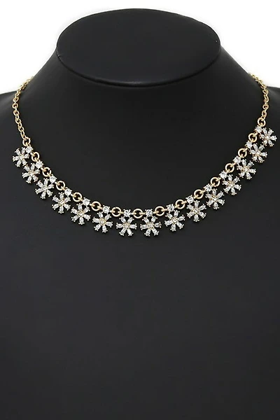 Hugo Gold Mini Flower Statement Short Necklace