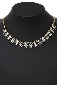 Hugo Gold Mini Flower Statement Short Necklace