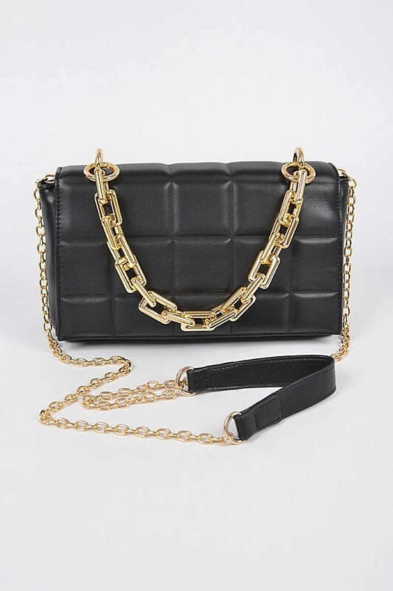 *Chloe Black Square Quilted Cross Body Bag