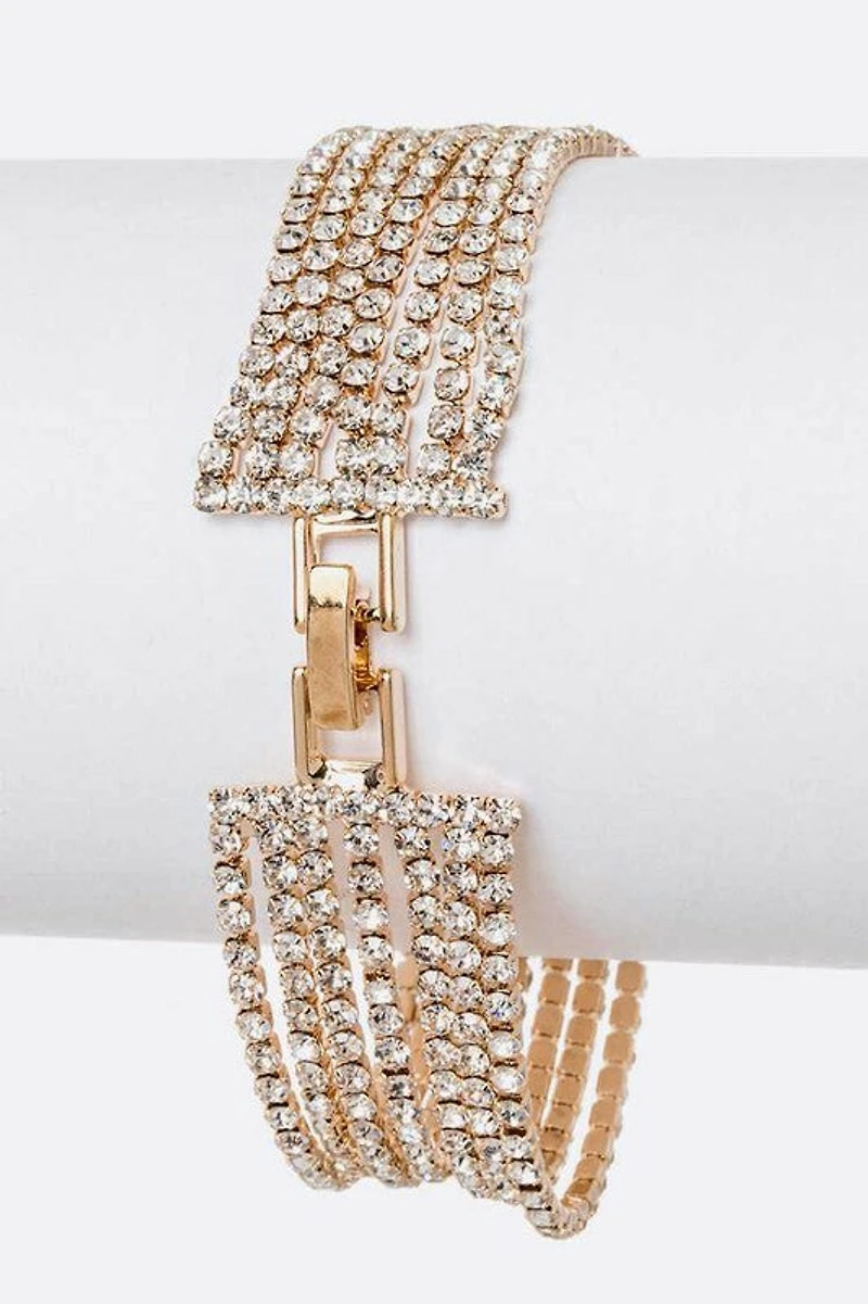 Vanessa Gold Multi Layer Rhinestone Tennis Bracelet