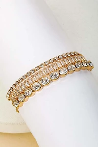 Burna Gold Adjustable Rhinestone Chain Bracelet Set