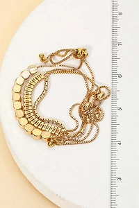 Burna Gold Adjustable Rhinestone Chain Bracelet Set