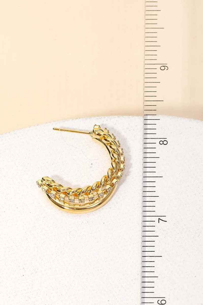 Karma Layered Rope Chain Twist Hoop Earrings