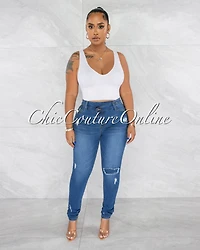 *Jamila Medium Denim Distressed Jeans