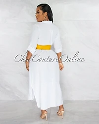 *Meka Mustard Genuine Leather O-Ring Belt