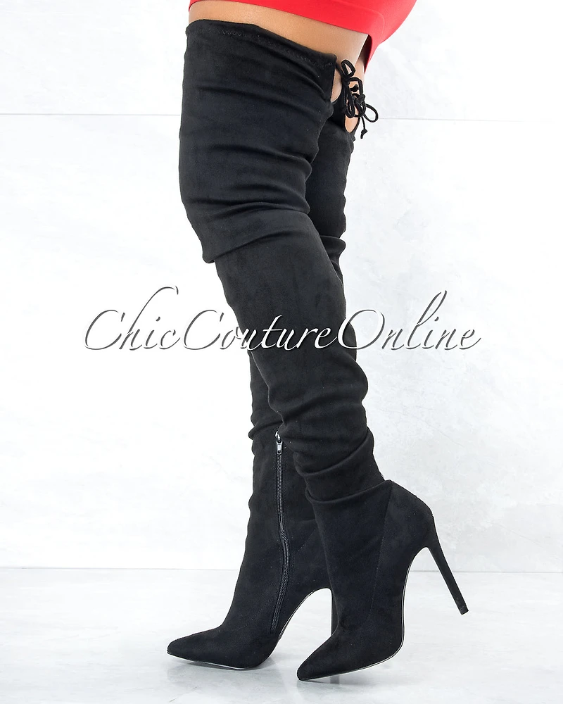 *Tillie Black Faux Suede Over-The-Knee Boots