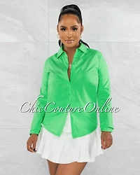 *Siany Green Buttoned Collared Shirt