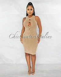 *Sephora Nude Washed Front Key-Hole Ribbed Dress