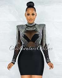 *Darence Black Body-Con Bandage Mini Skirt
