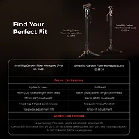 Smallrig Carbon Fiber Monopod Tripod with Fluid Head #5565