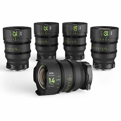 Nisi ATHENA PRIME Full Frame Cinema Lens Kit with 5 Lenses - 14mm T2.4 - 25mm T1.9 - 35mm T1.9 - 50mm T1.9 - 85mm T1.9 with Hard Case